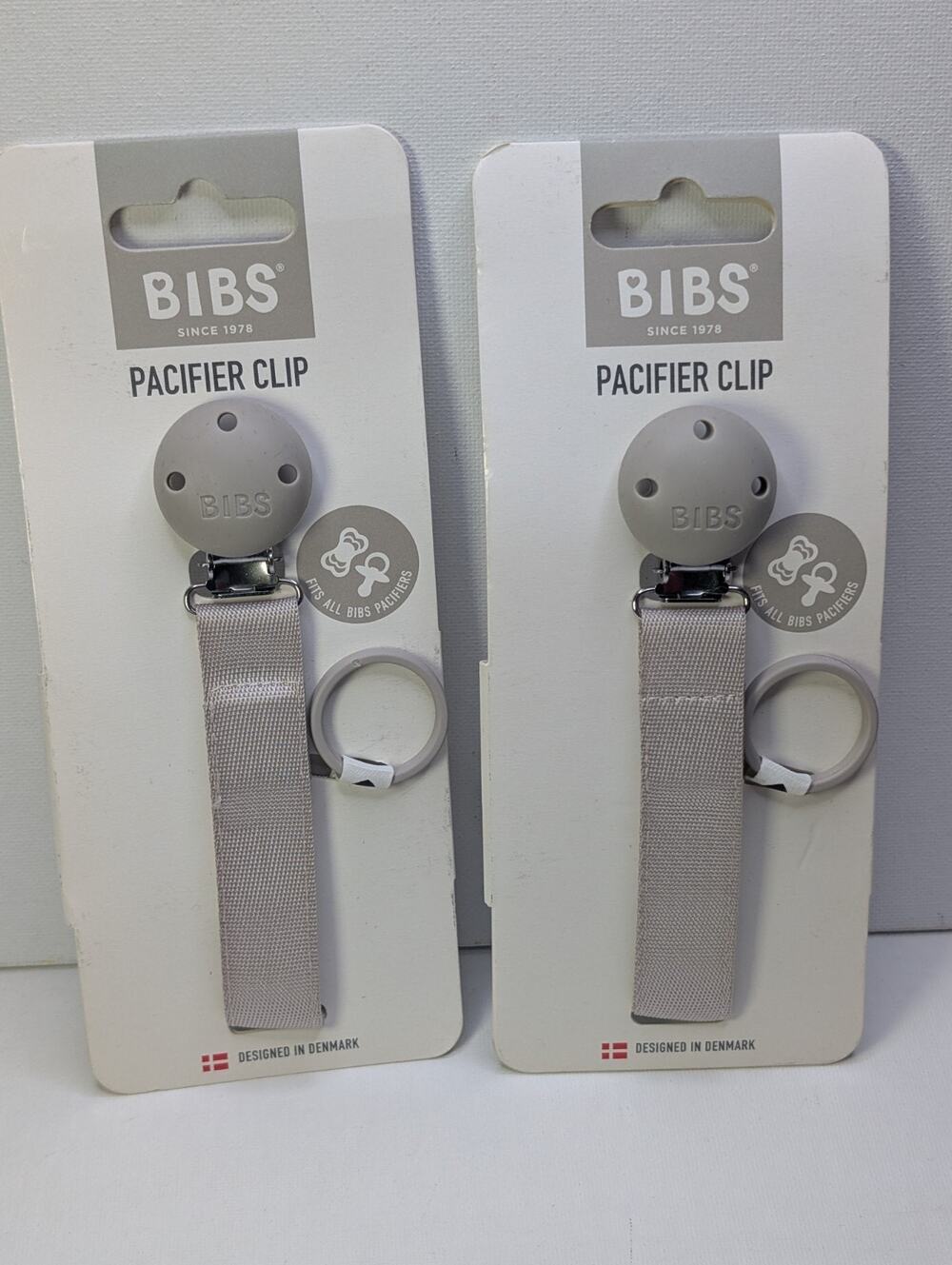 BIBS Pacifier Clip Ribbon Sand Lot of 2New on Card Baby Pacifier Holders